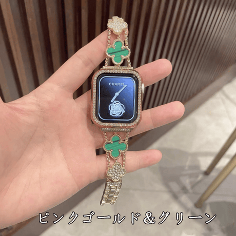 【N702】四葉のクローバー アップル ウォッチ ブレスレット apple watch バンド レディース「apple watchケース付き」