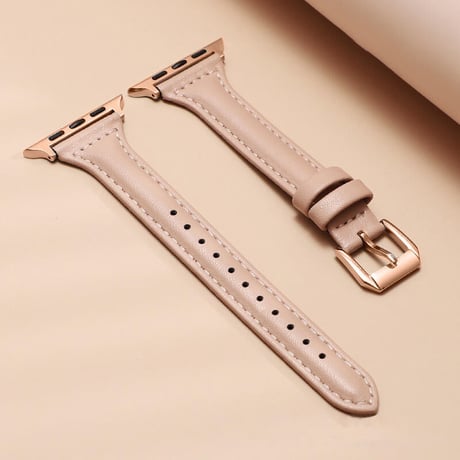 【N354】くすみカラー アップル ウォッチ レザー バンド 白/ブラウン apple watch バンド 細め 女性