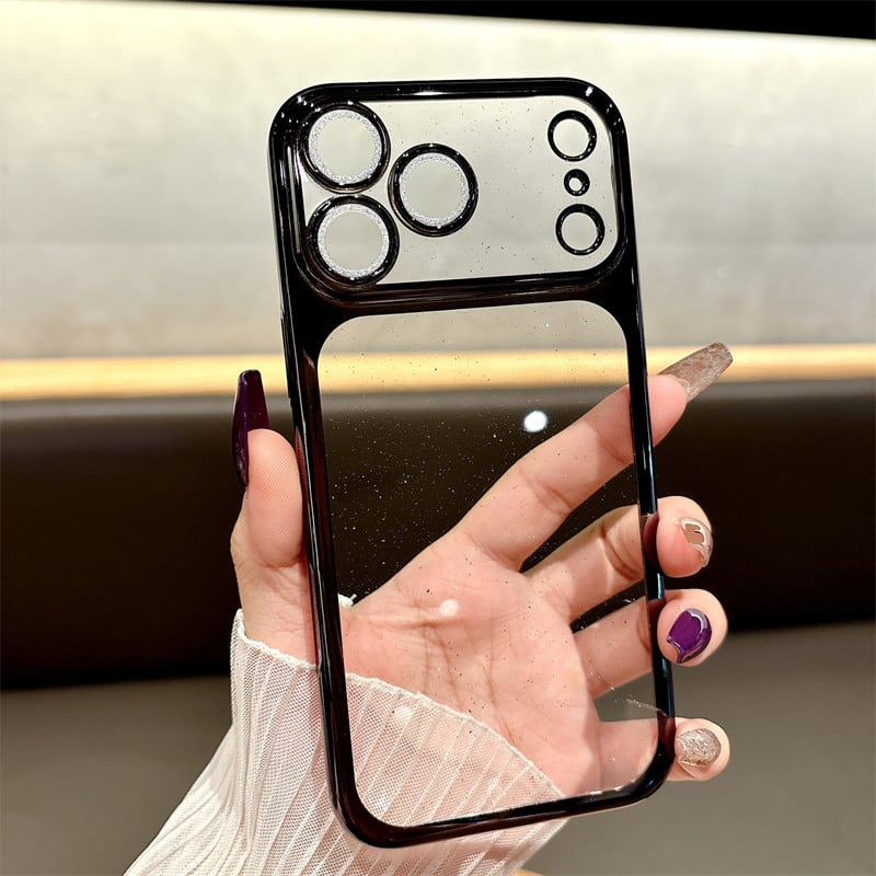 N763】iphone17 ケース キラキラ iphone17pro オレンジ/シルバー/デ