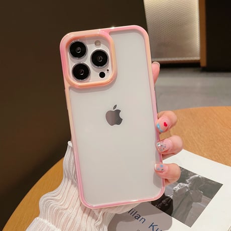 【N025】iphone17/16proケース クリア ふちだけ色 iPhone15 iPhone14ケース フチあり 透明 頑丈