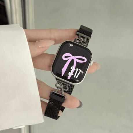 【N806】apple watch ミラネーゼ ループ 女性 リボン アップル ウォッチ バンド マグネット