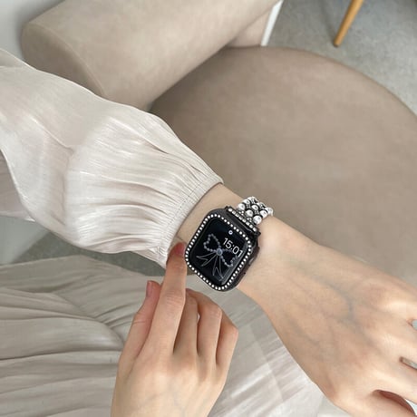 【N291】「バンパーケース付き」アップル ウォッチ バンド ブレスレット apple watch バンド 女性 かわいい set