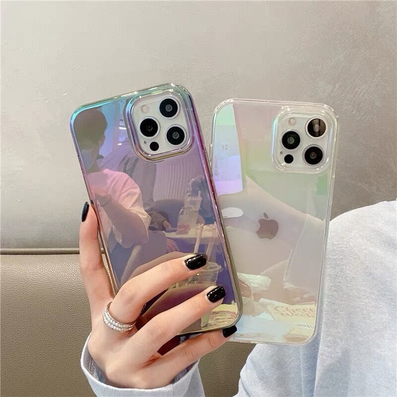 N162】オーロラクリアiPhone15/14pro/13などケース サイドクリアタイプ