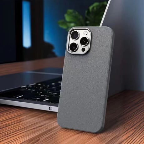 【N052】iphone17/17air/16/15 レザー ケース ケース グレー iPhone ケース シンプル