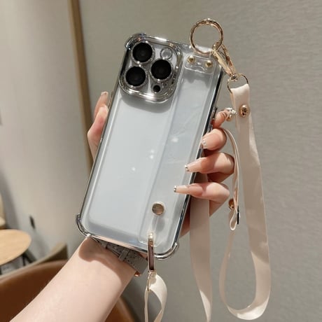 【N691】iphone ケース クリア ショルダー iphone ケース 衝撃 に 強い バンド 付き