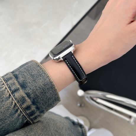 【N641】ボタン式 アップル ウォッチ レザー バンド apple watch バンド 細め