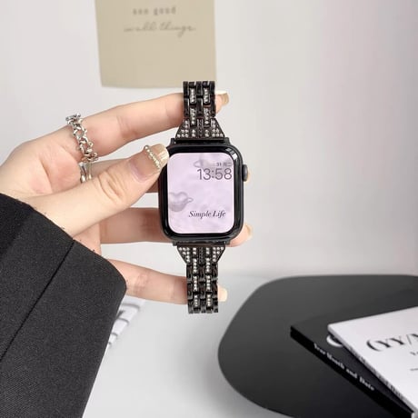 【N018】アップルウォッチ バンド 女性 キラキラ apple watch キラキラフレーム