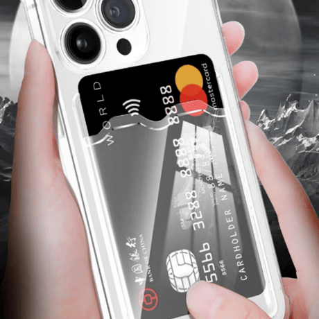 【N348】背面カード収納 iphone ケース クリア メタリック スマホケース 透明 かわいい