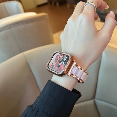 【N331】「apple watchケース付き」ステンレス+樹脂 apple watch バンド かわいい 40mm/42mm アップル ウォッチ バンド 女性 高級 set