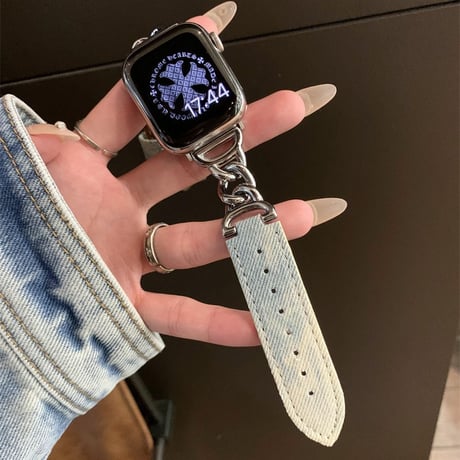 【N584】デニム アップル ウォッチ チェーン バンド apple watch バンド かわいい