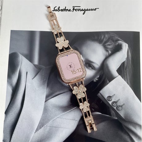 【N450】「保護ケース付き」アップル ウォッチ バンド 女性 人気 applewatch バンド かわいい
