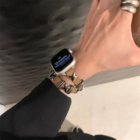 【N490】アップル ウォッチ バンド スタッズ apple watch バンド 二 重 おすすめ