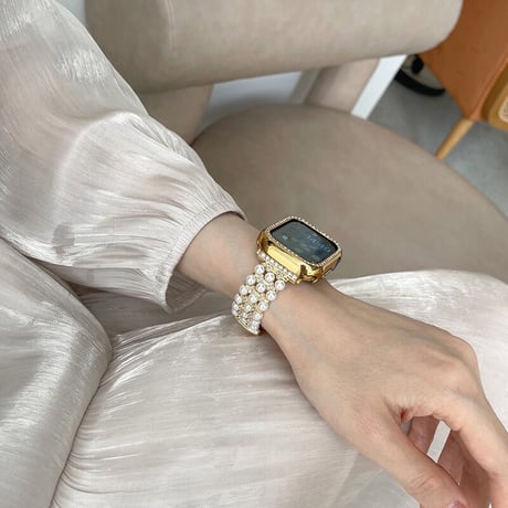 【N291】「バンパーケース付き」アップル ウォッチ バンド ブレスレット apple watch バンド 女性 かわいい set