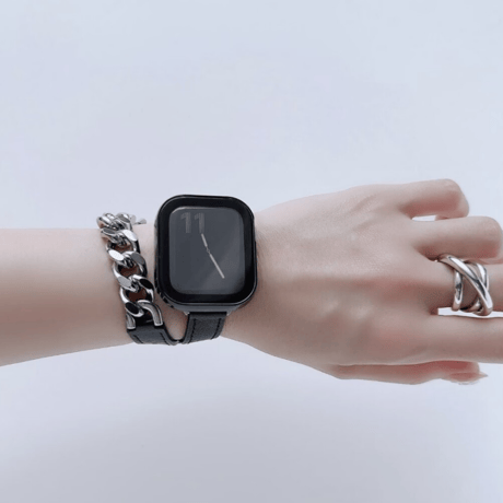 【N594】アップル ウォッチ ケース おしゃれ 防水 スクエア apple watch カバー おすすめ「ガラスフィルム一体型」