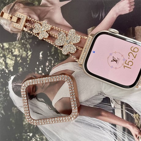 【N450】「保護ケース付き」アップル ウォッチ バンド 女性 人気 applewatch バンド かわいい
