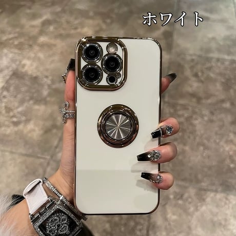 【N654】iphone16E/16 ケース リング 付き iphone ケース 大人 可愛い メッキ