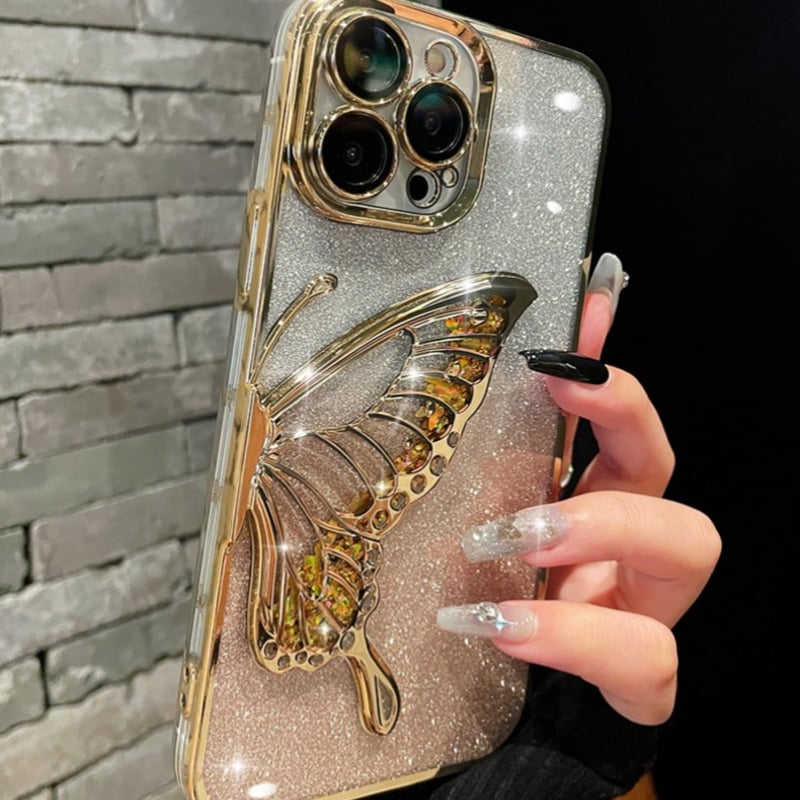 N532】蝶々 iphone17/17proケース グリッター iphone16/16pro