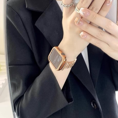 【N018】アップルウォッチ バンド 女性 キラキラ apple watch キラキラフレーム