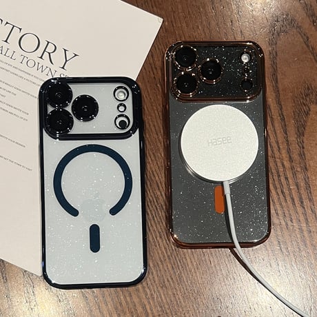 【N519】magsafe対応 iphone17/17pro ケース キラキラ iphone ケース クリア「カメラ保護フィルム付き」