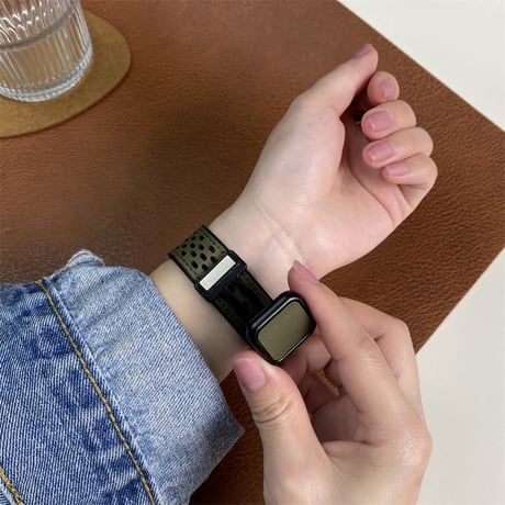 【N593】apple watchバンド 蒸れない 通気 性 アップル ウォッチ バンド マグネット「男女兼用」