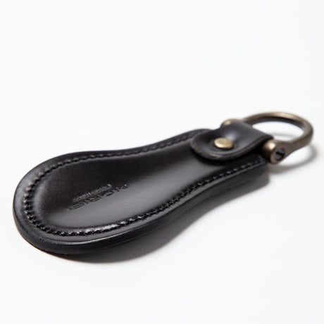 SHOE HORN KEY RING / BLACK- OILED CORDOVAN