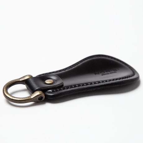 SHOE HORN KEY RING / BLACK- OILED CORDOVAN