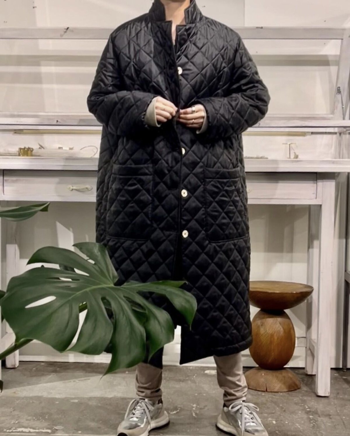 mina pertinent キルティングロングコート mina 2022.12月号掲載】ユニバーサルオーバーオールの別注