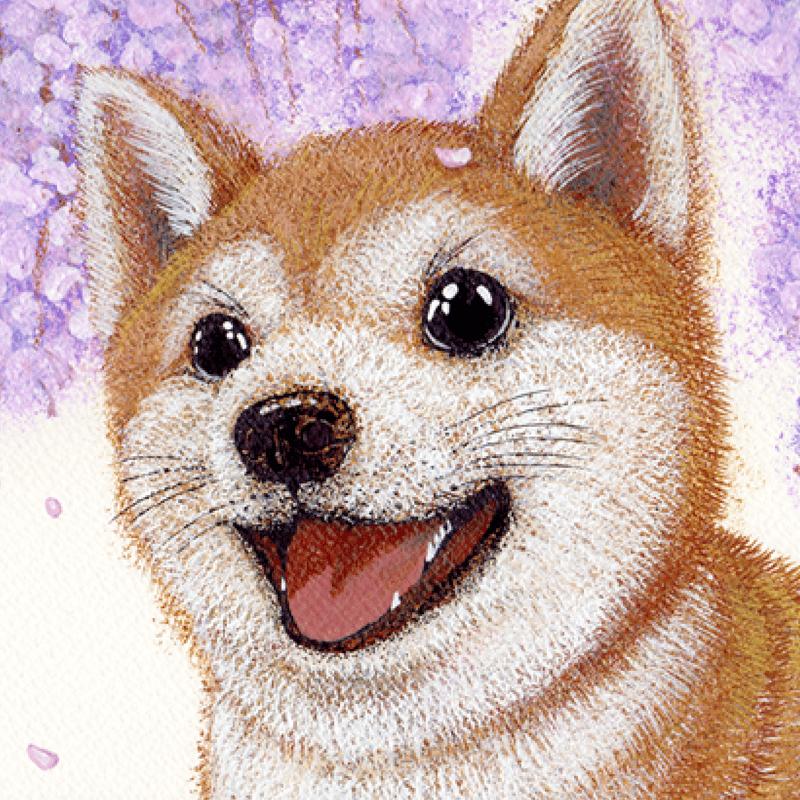 柴犬】うちの子絵画『らんまん』イラスト（額・マット付き）オリジナル