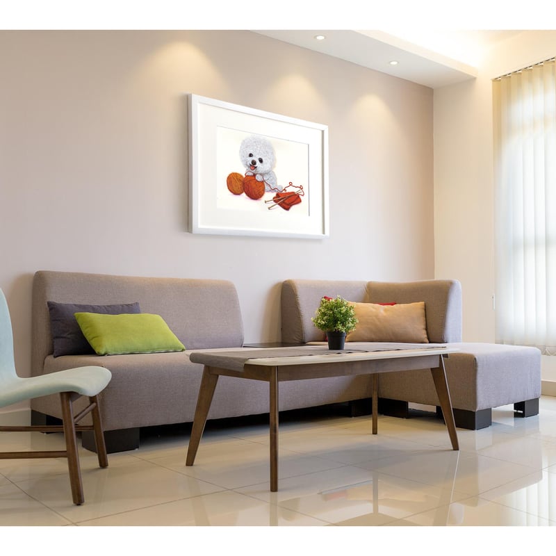 ビションフリーゼ】うちの子絵画『ココロ コロコロ』イラスト（額