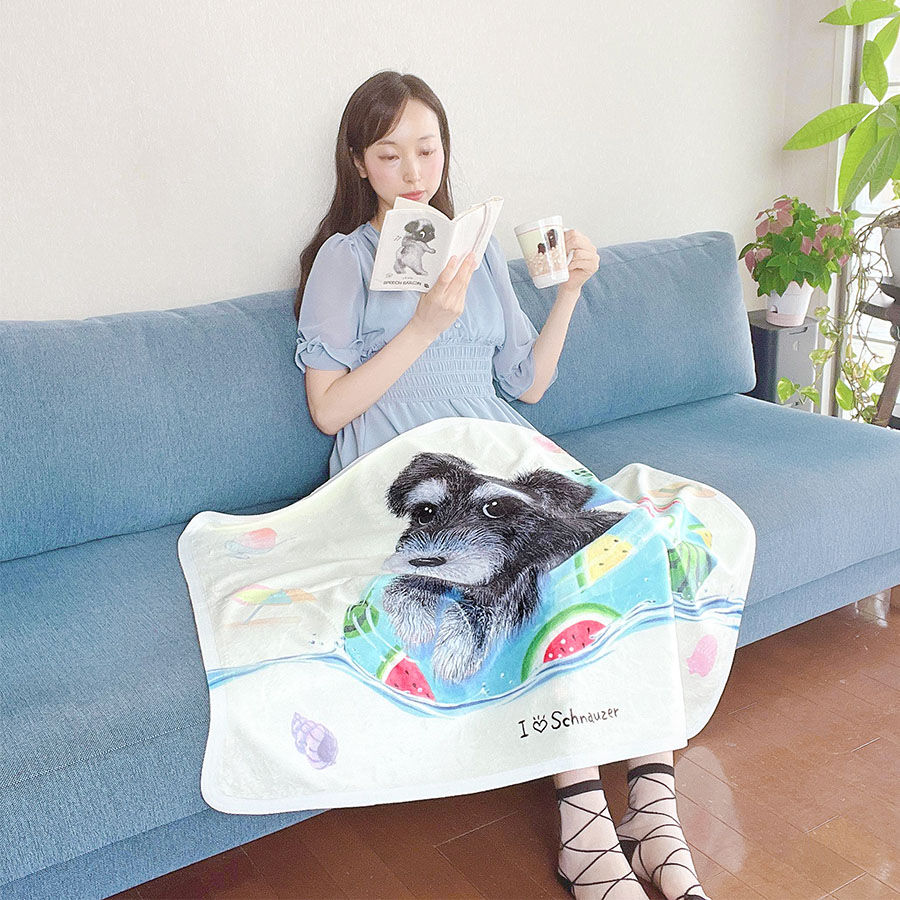 シュナウザー】ふわふわブランケット（ひざ掛け）🌟ラッピング対応