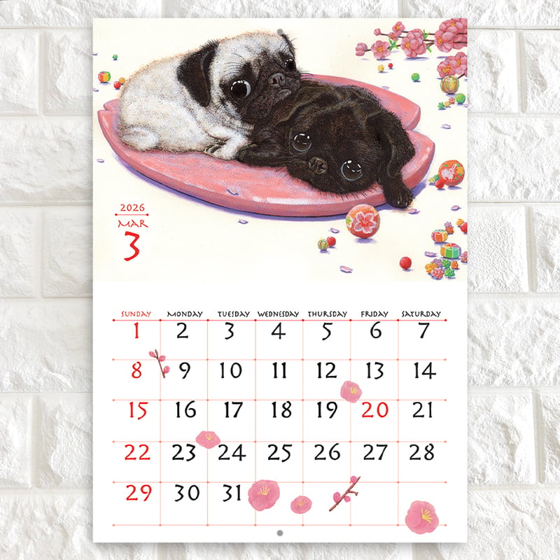 パグのカレンダー2026 壁掛け『ぱぐ』 | ぼくぱぐ工房 BOKUPUG'S GALLERY