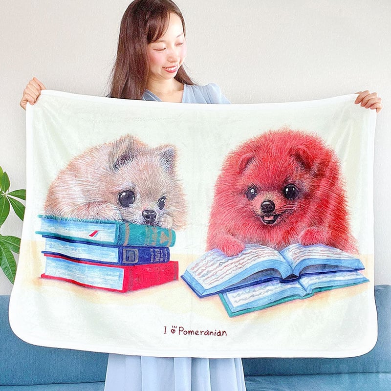 ポメラニアン】ふわふわブランケット（ひざ掛け）🌟ラッピング対応
