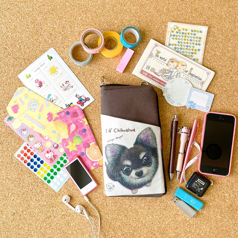 チワワ／黒】ペンケース・ポーチ 仕切りポケット付き🌟ラッピング対応