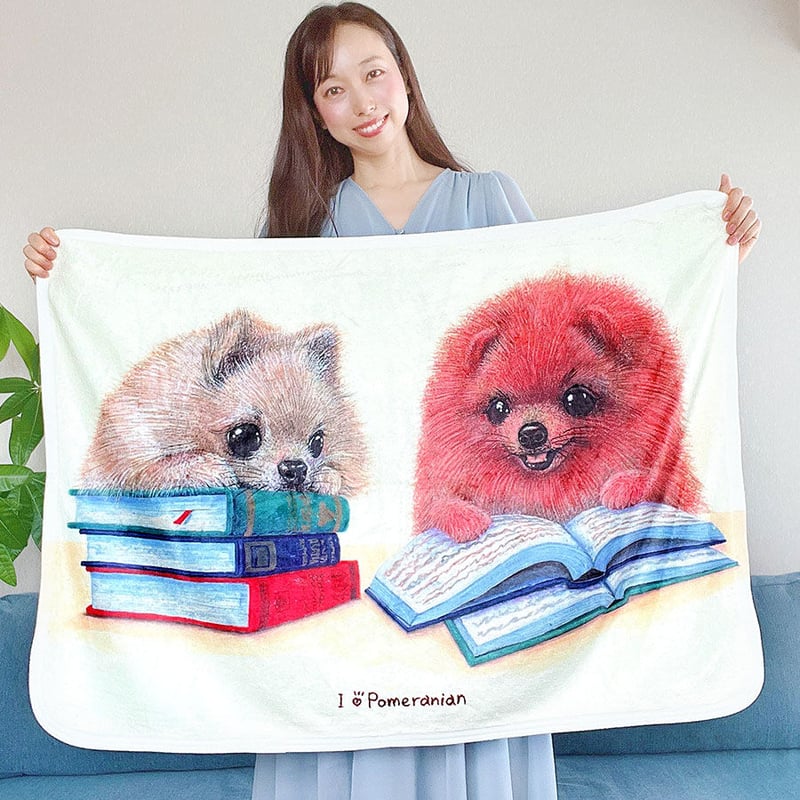 ポメラニアン】ふわふわブランケット（ひざ掛け）🌟ラッピング対応