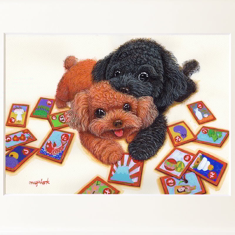 「ペチュニアとトイプードル」 アクリル画 SM キャンバス 原画 額なし ペチュニアとトイプードル」 アクリル画 SM キャンバス 原画 額なし 絵画