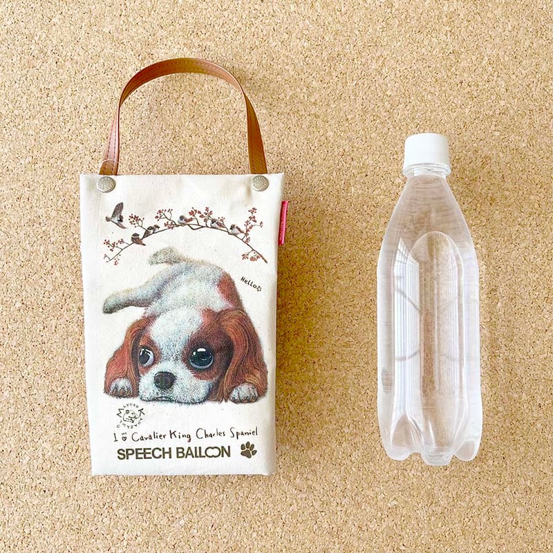 オーダー　あっきー様用　ペットボトルカバー　キャバリア(茶、白)ハンドメイド キャバリア】ペットボトルホルダー【保冷・保温エコバッグ