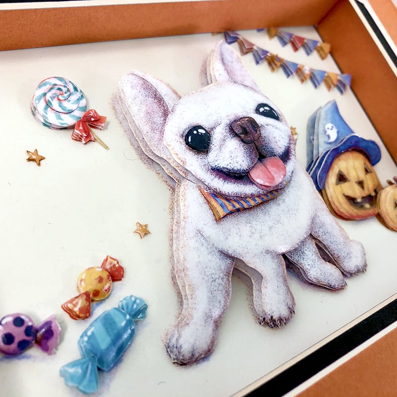 額付き銅版画応用絵画　フレンチブルドック 額付き銅版画応用絵画フレンチブルドック