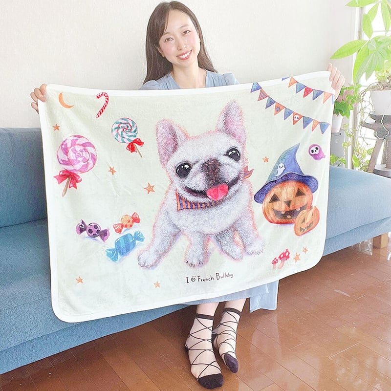 フレンチブルドッグ　フレブル　毛布　布団 激かわ】フレンチブルドッグ ブランケット フレブル柄 100×150 薄掛け