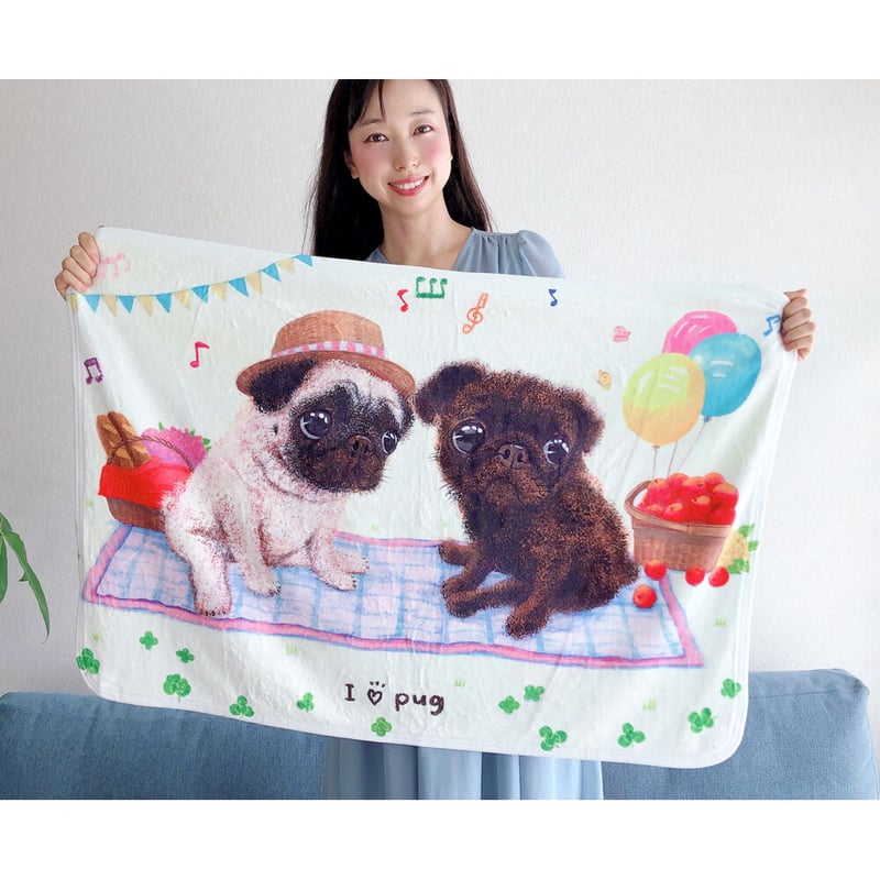 パグ】ふわふわブランケット（ひざ掛け）🌟ラッピング対応🌟プレゼント