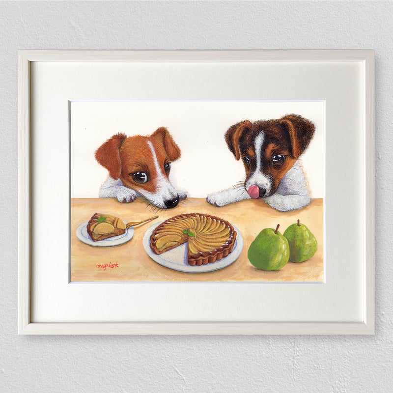 ジャックラッセルテリア】うちの子絵画『くんくん』イラスト（額