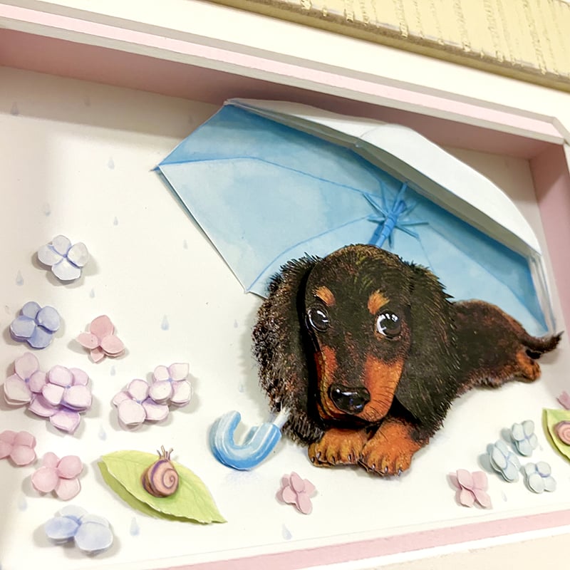 ダックスフンド】シャドウボックス（額・マット付き・送料無料）工芸