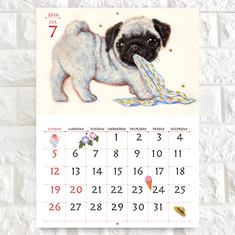 パグちゃん パグのカレンダー2026 壁掛け『ぱぐ』 | ぼくぱぐ工房 BOKUPUG'S GALLERY