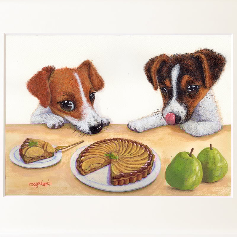 ジャックラッセルテリア】うちの子絵画『くんくん』イラスト（額