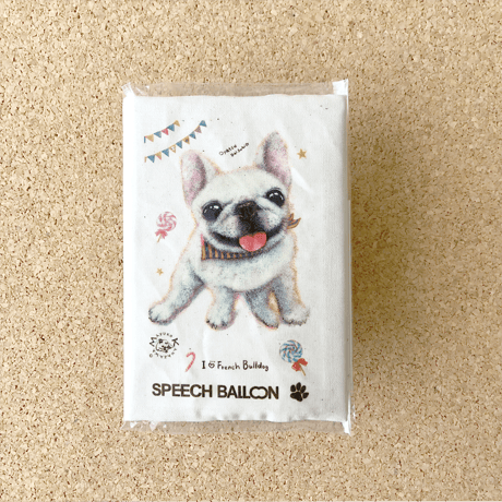 お薬手帳／保険証ケース【フレンチブルドッグ（クリーム／白）】品番：KMフレブル「おやつ」母子手帳ケース／マルチカバー  のコピー