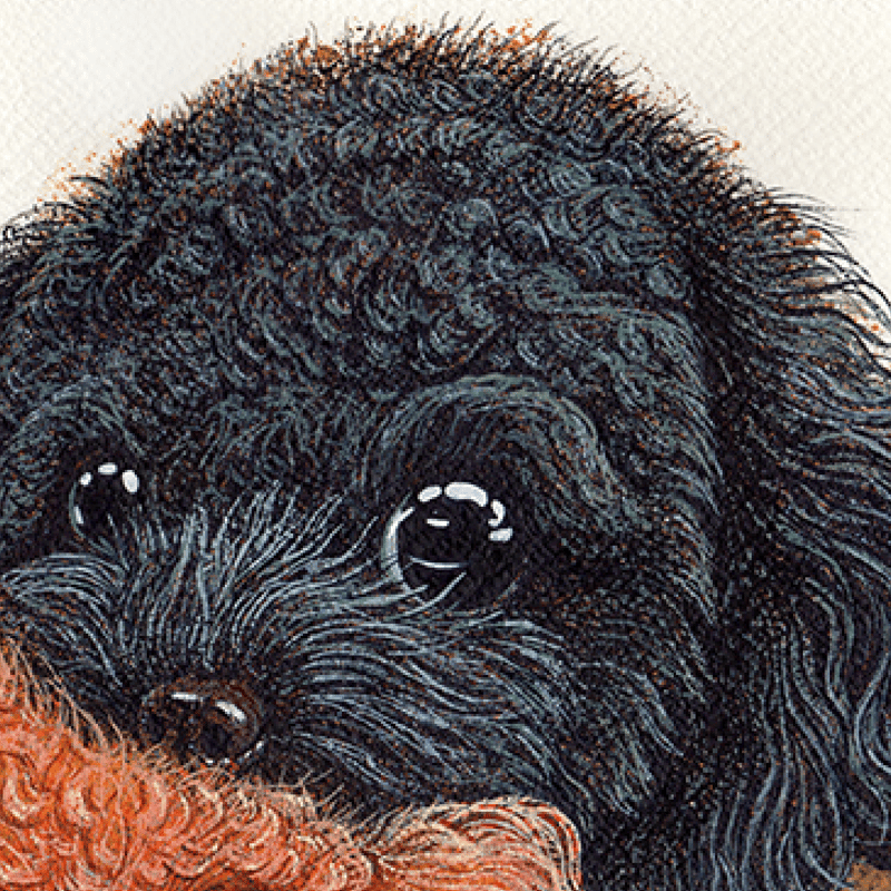 トイプードル】うちの子絵画『初遊び／かるた』イラスト（額・マット