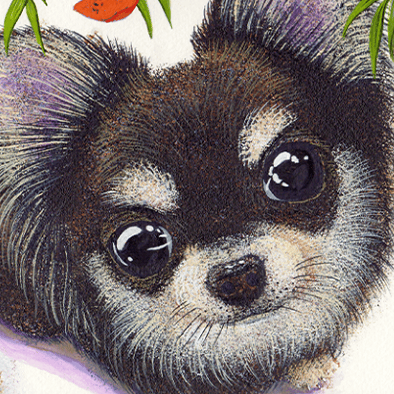 チワワ】うちの子絵画『天までとどけ』イラスト（額・マット付き