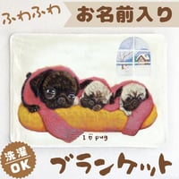 【パグ】お名前入りブランケット（ひざ掛け）🌟ラッピング対応🌟プレゼントにも♪