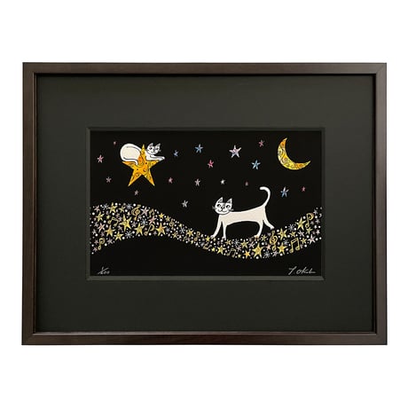 おまけ付き　希少　おかべてつろう　サイン入り　黒猫　アート　ジークレープリント fit=scale-down,w=1200