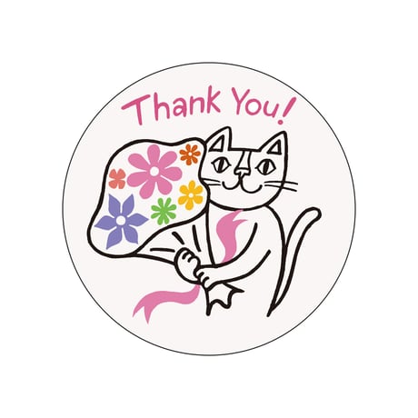 おかべてつろう ねこミニシール（丸/45個）【感謝の花束をあなたへ】