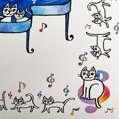 おかべてつろう 額装ジークレープリント【今日が、明日が、これからが、心輝く音楽のような日で】※納期約2〜4週間